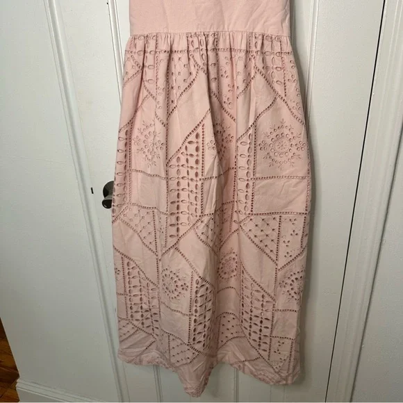 NWT Hatch Maternity Ivy Eyelet Dress Blush Midi Summer Baby Shower Gender Reveal - Picture 4 of 6
